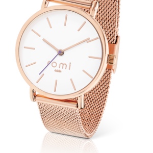 Romi Watch White Face Rose Gold Mesh Strap