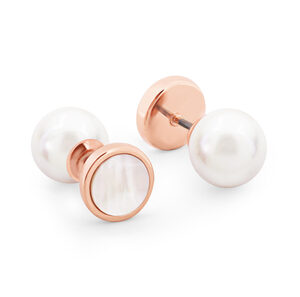 Pearl Moon Earrings - Rose Gold
