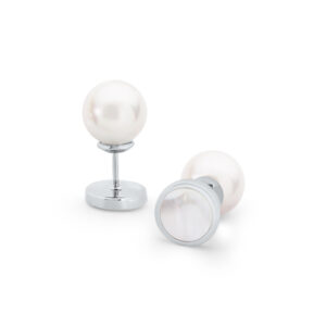 Silver Pearl Moon Earrings
