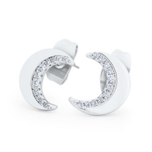 Half Moon Stud Silver Earrings