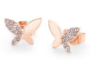 Butterly Rose Gold Stud Half Diamond Earrings