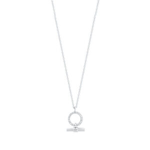 T-Bar Cz Set Circle & Bar Pendant Silver  - New 2022