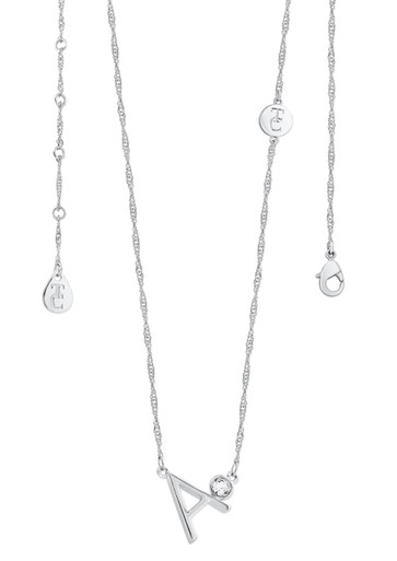 TIPPERARY CRYSTAL LETTER "A" PENDANT SILVER