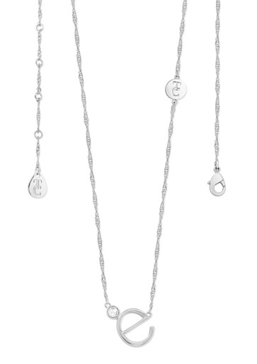 TIPPERARY CRYSTAL LETTER "E" PENDANT SILVER