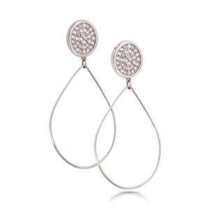ROMI SILVER PAVE DISC DROP EARRINGS