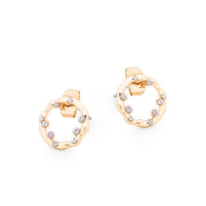 TC CIRCLE INSET WITH CRYSTAL EARRINGS GOLD