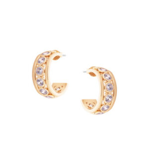CRYSTAL SET HOOP EARRINGS GOLD - NEW 2024