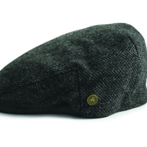 Herringbone Wool Flat Cap (56Cm)- Grey