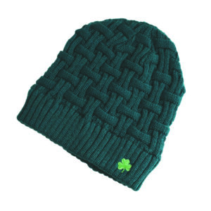 Man Of Aran Basket Weave Beanie Olive Green