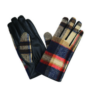 C24 The Quiet Man Orange/Navy/Beige Tartan Gloves (G-1) Large