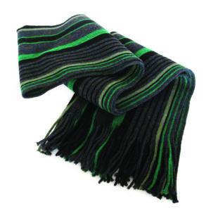 Man Of Aran Dark Green Stripe Scarf