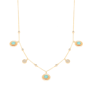 TC SOLEIL TURQUOISE SUN CHARMS NECKLACE GOLD - NEW 2025