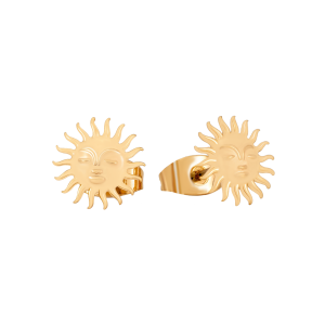 TC SOLEIL SUN WITH FACE STUD EARRINGS GOLD - NEW 2025