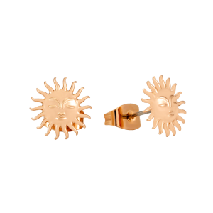 TC SOLEIL SUN WITH FACE STUD EARRINGS ROSE GOLD - NEW 2025