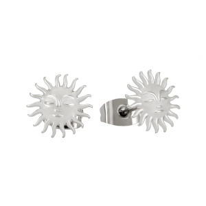 TC SOLEIL SUN WITH FACE STUD EARRINGS SILVER - NEW 2025