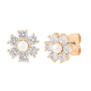 Tc Daisy – Cz 1cm Stud Earrings Gold – Tipperary Crystal
