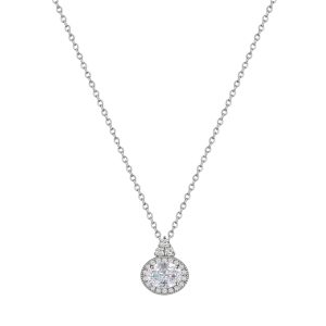 TC CLASSIC-SILVER OVAL CLEAR STONE W/CLEAR SURROUND PEND.
