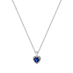 TC CLASSIC - SILVER DIAMOND HEART PENDANT SAPPHIRE (BS00954)