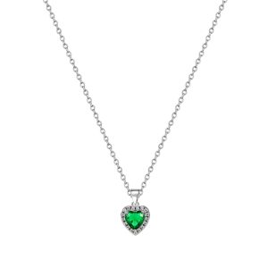 TC CLASSIC - SILVER DIAMOND HEART PENDANT EMERALD (BS00954)