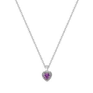 TC CLASSIC - SILVER DIAMOND HEART PENDANT PURPLE (BS00954)