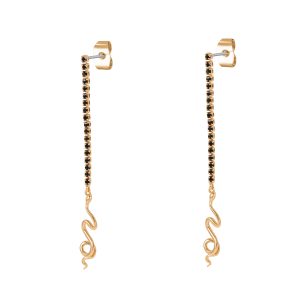 TC SNAKE DROP EARRINGS BLACK CZ GOLD - NEW AUTUMN 2026