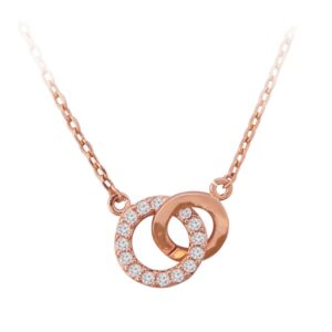 Rose Gold Polished & Crystal Circle Pendant