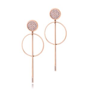 Romi Rose Gold Pavé Hoop & Stem Earrings