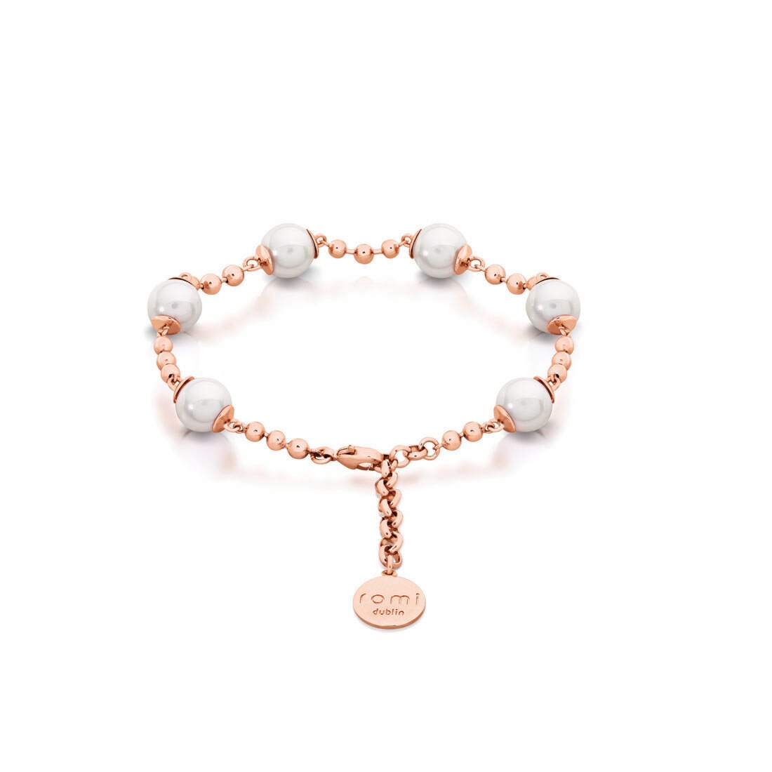 Romi Rose Gold Pearl & Chain Bracelet