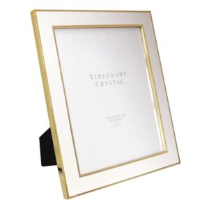 White Enamel Frame with Gold Edging 8 inch x 10 inch