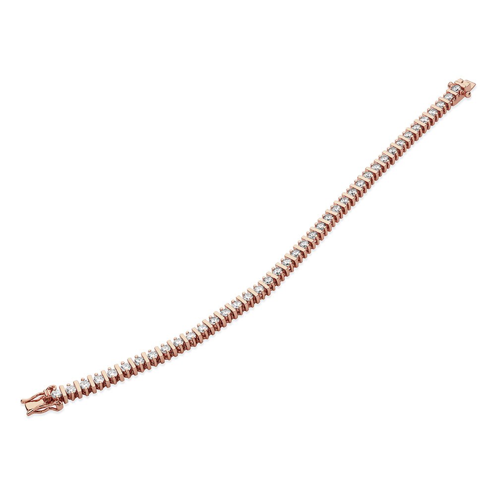Round Pillar Tennis Bracelet - Rose Gold