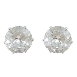 Silver Stud Earrings Clear Stone 9mm