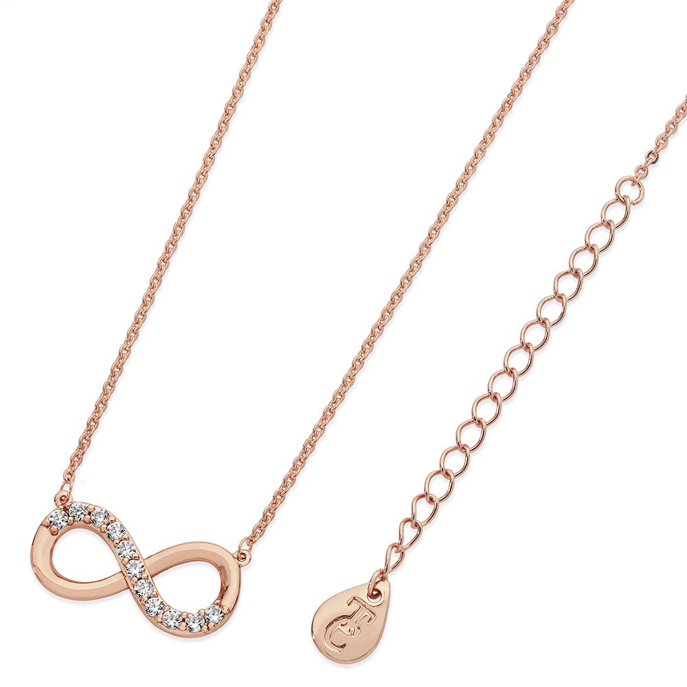 Part Stone Set Infinity Pendant Rose Gold