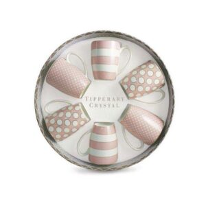 Set 6 Bone China Mugs - Spots & Stripes - Pink