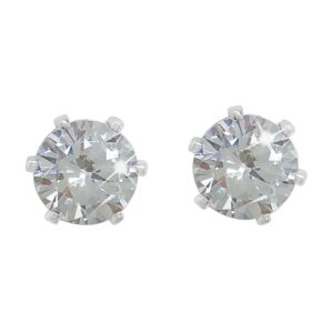 Silver Stud Earrings Clear Stone 4mm