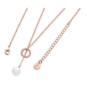 Rose Gold Cz Circle Pearl Feeder Necklace