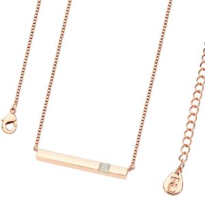 October - Rose Gold Bar Birthstone Pendant - Opal