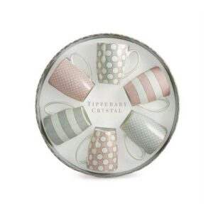 Set 6 Bone China Mugs - Spots & Stripes Party Pack