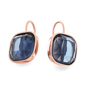 Maureen O'Hara Blue Cushion Stone Rose Gold Earrings