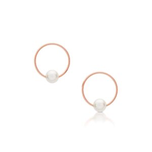 Romi Rose Gold Pearl & Circle Earrings