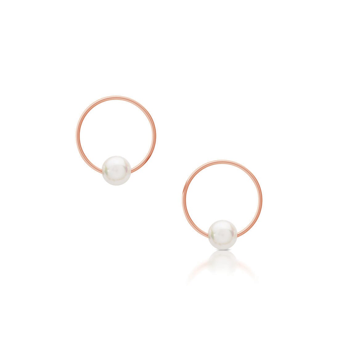 Romi Rose Gold Pearl & Circle Earrings