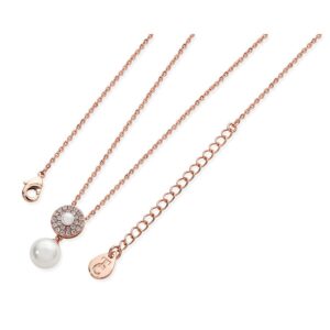Rose Gold Pave Circle With Drop Pearl Pendant