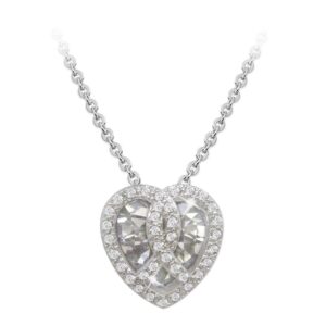 Silver Heart Pendant With Clear Stone