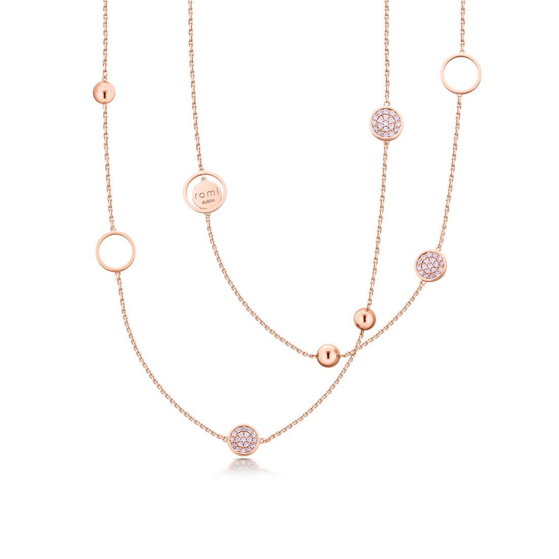 Romi Rose Gold Pavé & Bead Necklace