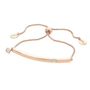 October - Rose Gold Bar Birthstone Bracelet - Opal