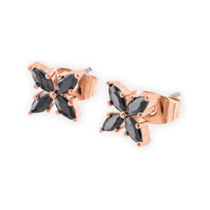 Noir Diamond Stud Earrings Rose Gold